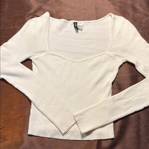 H&M Divided Ribbed White Top